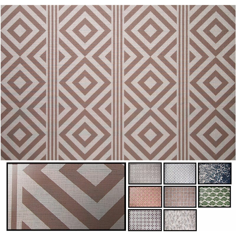 

Alfombra Vinilica Trenzada Ghana 120X180Cm Rombos Beige Para Interior O Exterior, Alfombra Vinilica Para Cocina, Salón, Despacho, Terrazas..