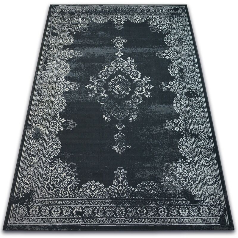 

Alfombra VINTAGE Rosetón 22206/996 negro Tonos de gris y plata 80x150 cm