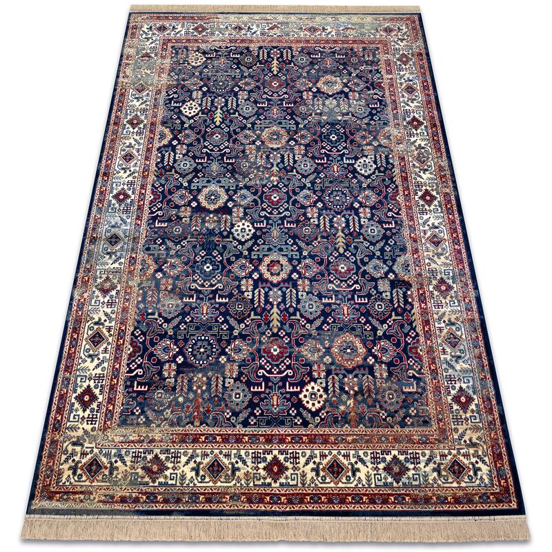 

Alfombra WINDSOR 22993 ORNAMENTO, VINTAGE, FRANJA azul oscuro / marfil Tonos de azul 120x170 cm