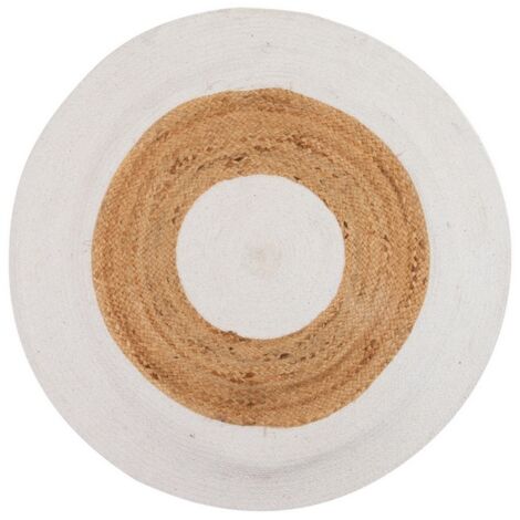 Alfombra Yute Algodon Marron Blanco 100X100 Cm