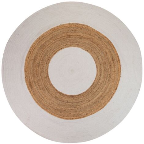 Alfombra Yute Algodon Marron Blanco 220X220 Cm