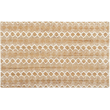 ALFOMBRA YUTE DISEÑO BLANCO 90X150
