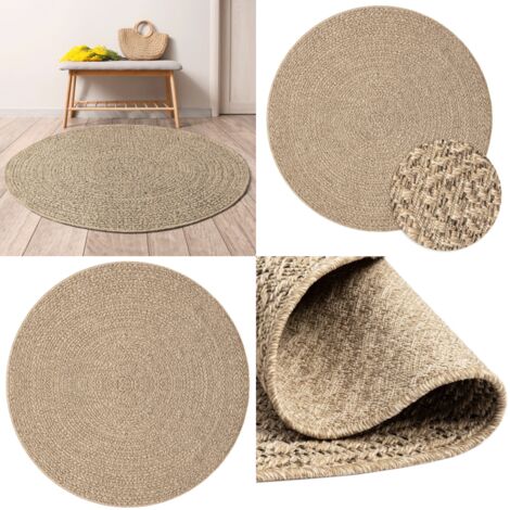 Alfombra ZIZUR apariencia de yute interior y exterior Ø 200 cm - Alfombra interior - Alfombra de yute