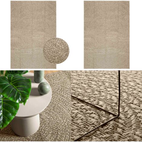 Alfombra ZIZUR aspecto yute interior/exterior beige 140x200 cm - Alfombra interior - Alfombra de yute
