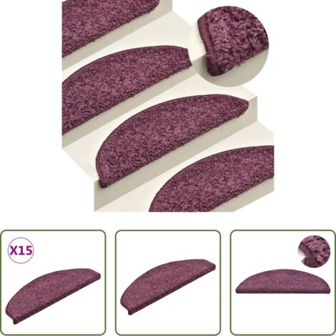 Alfombras antideslizantes -  Felpudos para escaleras 15 unidades 65x21x4 cm Morado oscuro Semicircular Grande