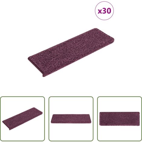 Alfombras antideslizantes -  Felpudos para escaleras (30 unidades, 65 x 21 x 4 cm, color morado oscuro, borde rectangular)