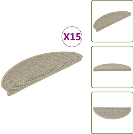 Alfombras antideslizantes - vidaXL Alfombrillas autoadhesivas sisal 15 uds verde claro 56x17x3 cm - Alfombras para escaleras verdes