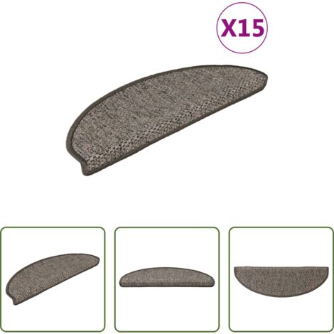 Alfombras autoadhesivas -  Alfombrillas autoadhesivas sisal 15 uds gris y beige 56x17x3 cm