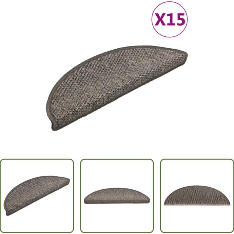Alfombras autoadhesivas -  Alfombrillas autoadhesivas sisal 15 uds gris y beige 56x17x3 cm