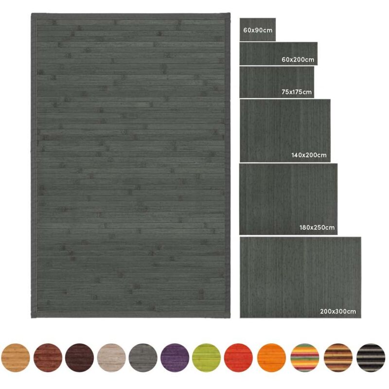 

Alfombra pasillera de bambú gris de 75x175 cm