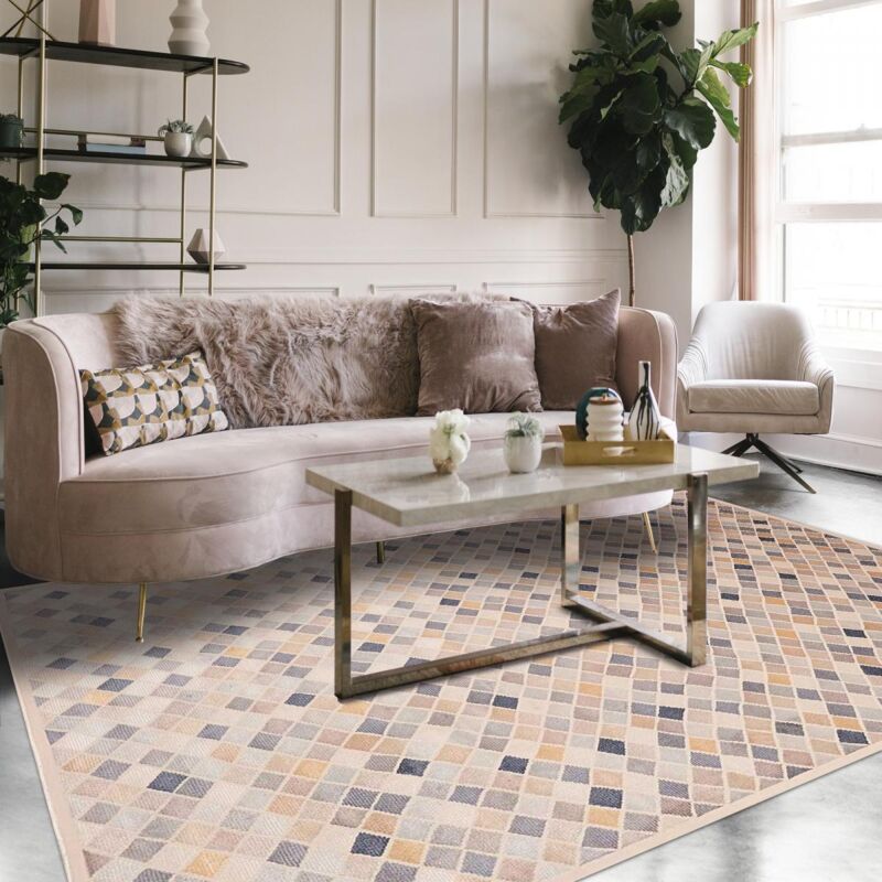 

alfombras de diseño moderno y 120x170 cm rectangular VT LOSANGALI Salón beige viscosa - Beige