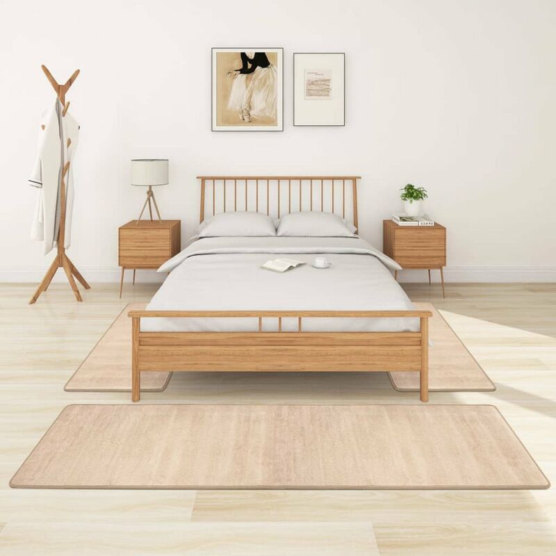 

Alfombras de dormitorio de pelo largo 3 piezas beige