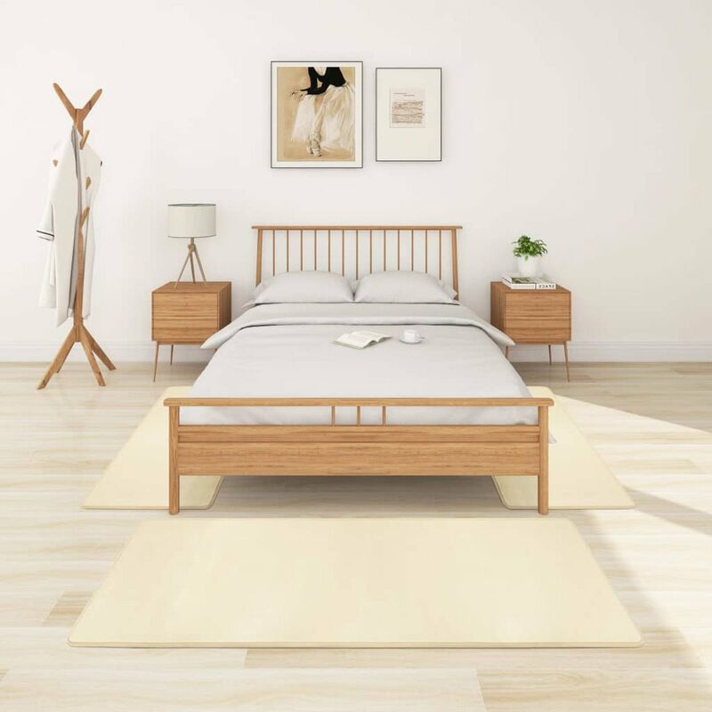 

Alfombras de dormitorio de pelo largo 3 piezas color crema