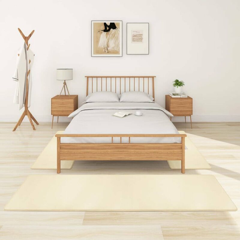 

Alfombras de dormitorio de pelo largo 3 piezas color crema