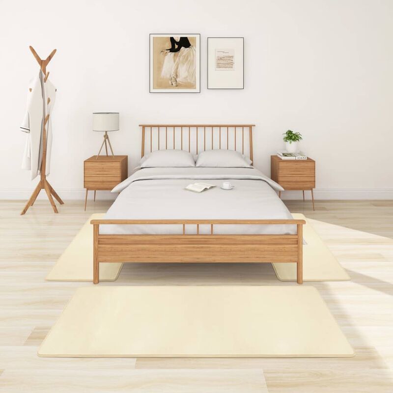 

Youthup - Alfombras de dormitorio de pelo largo 3 piezas color crema - Crema