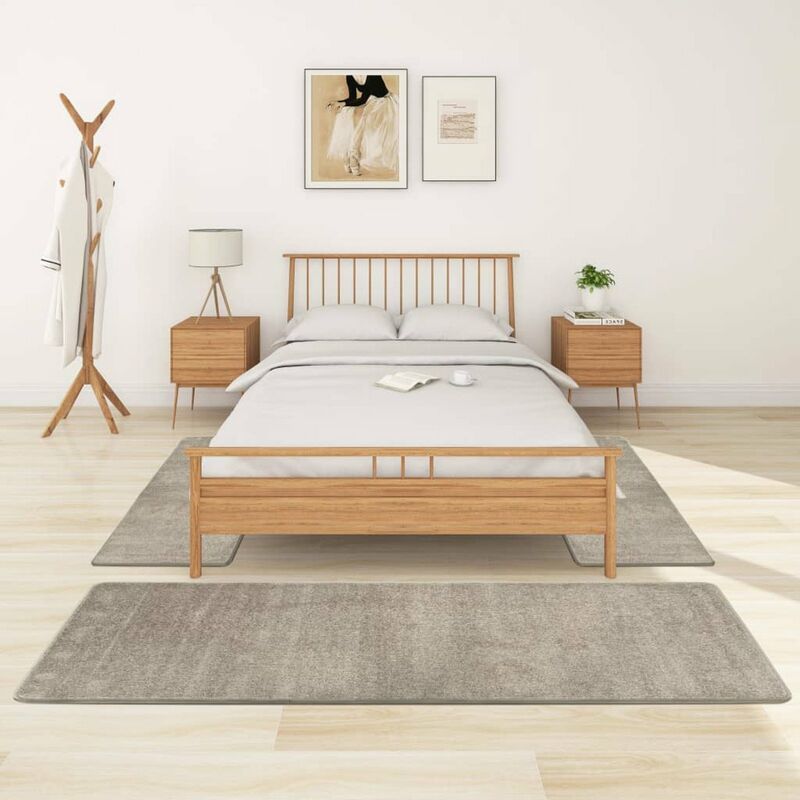 

Alfombras de dormitorio de pelo largo 3 piezas gris