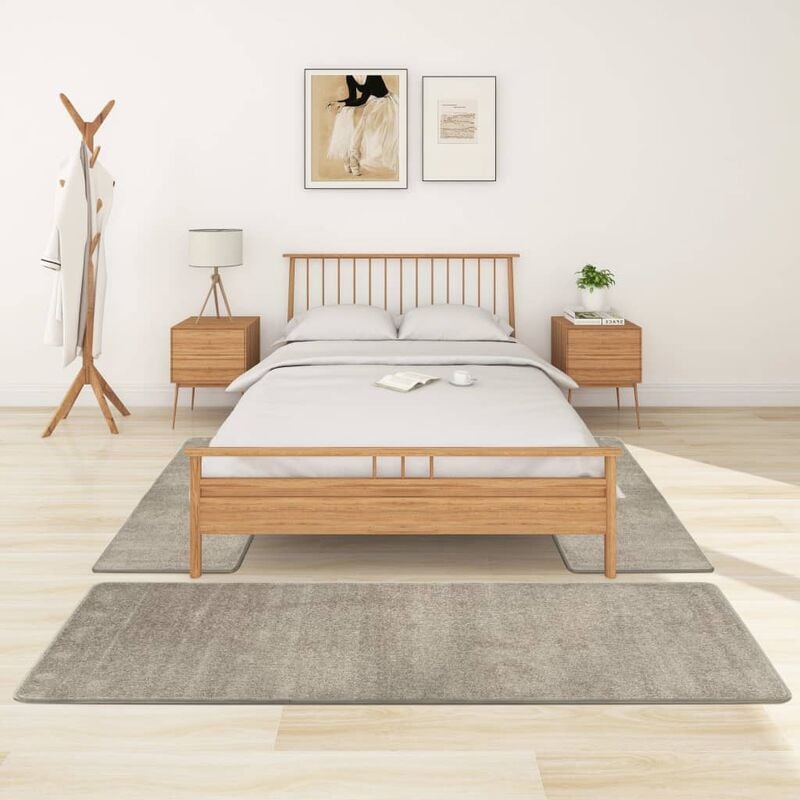 

Youthup - Alfombras de dormitorio de pelo largo 3 piezas gris - Gris