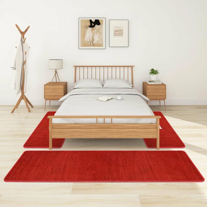 

Alfombras de dormitorio de pelo largo 3 piezas rojo