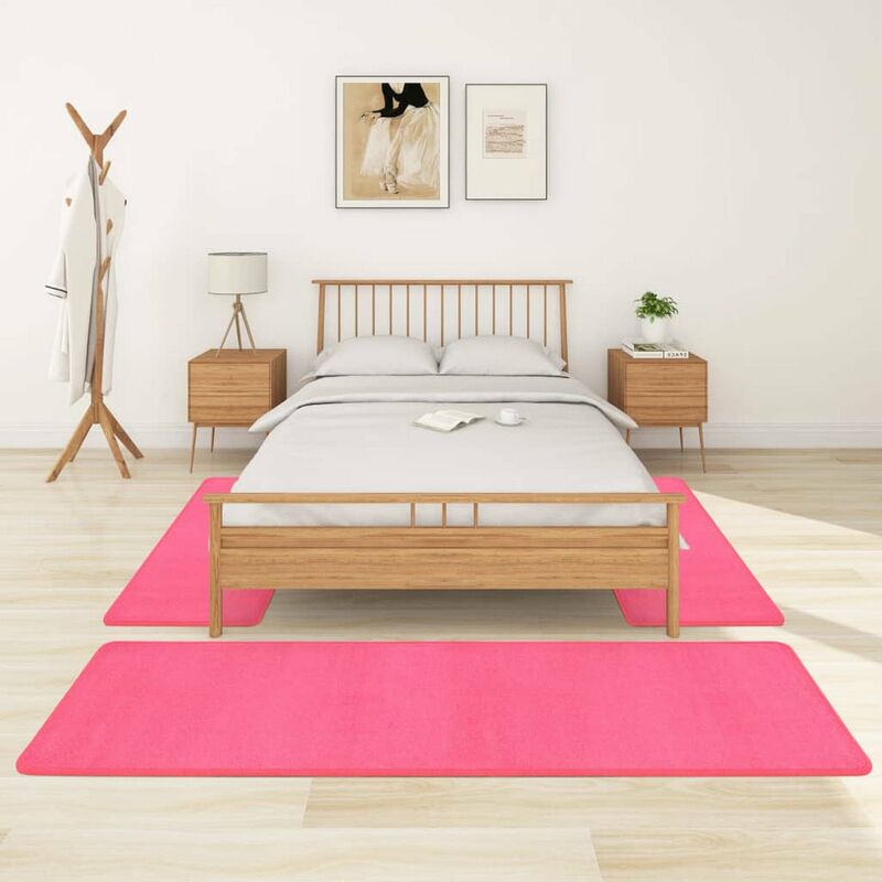 

Alfombras de dormitorio de pelo largo 3 piezas rosa