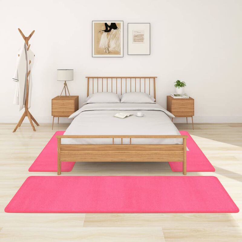 

Youthup - Alfombras de dormitorio de pelo largo 3 piezas rosa - Rosa