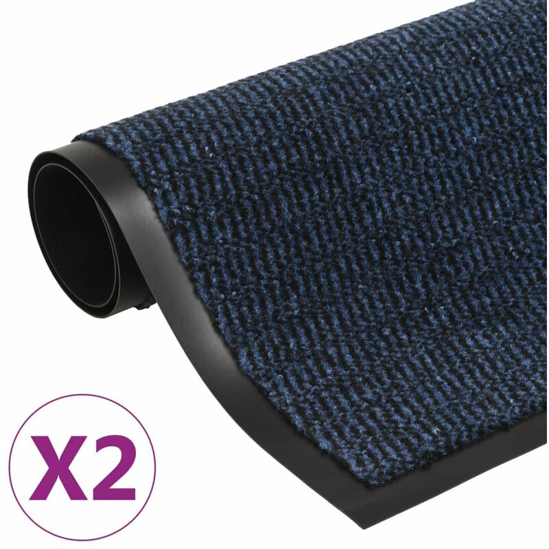 

Alfombras de entrada rectangulares de nudo 2 uds azul 60x90 cm