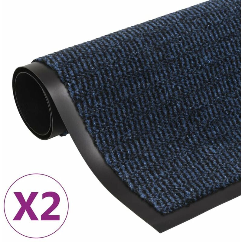 

Alfombras de entrada rectangulares de nudo 2 uds azul 80x120 cm