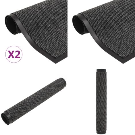 Alfombras de entrada rectangulares de nudo 2 uds gris 120x180cm - Alfombra antideslizante - Alfombra de entrada gris
