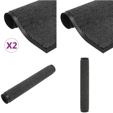 Alfombras de entrada rectangulares de nudo 2 uds gris 90x150 cm - Alfombra antideslizante - Alfombra para entrada