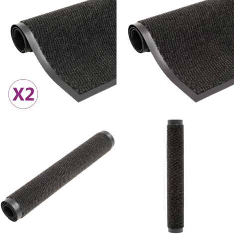 Alfombras de entrada rectangulares de nudo 2 uds negro 40x60 cm - Alfombra antideslizante - Alfombra para entrada