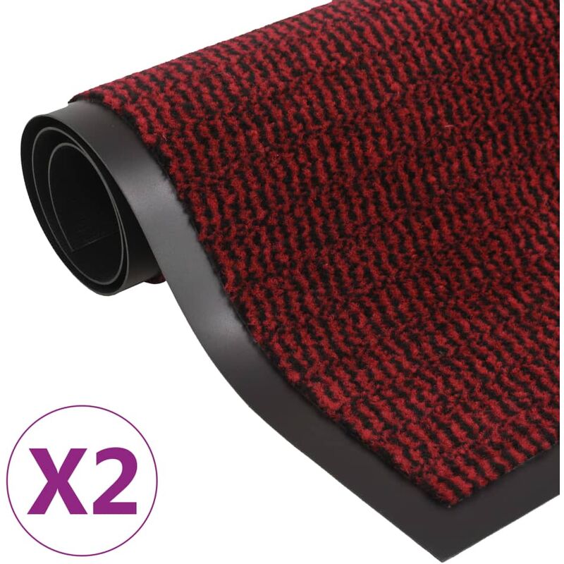 

Alfombras de entrada rectangulares de nudo 2 uds rojo 60x90 cm