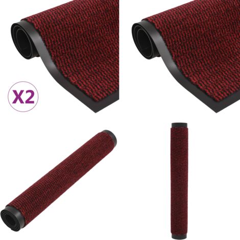 Alfombras de entrada rectangulares de nudo 2 uds rojo 90x150 cm - Alfombra antideslizante - Alfombra para entrada