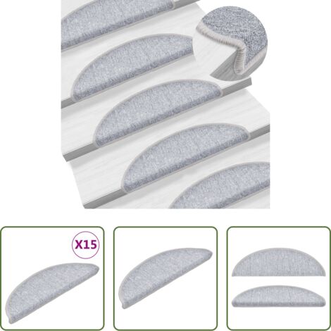 Alfombras de escalera -  Alfombrillas de escalera 15 unidades gris claro 56x17x3 cm