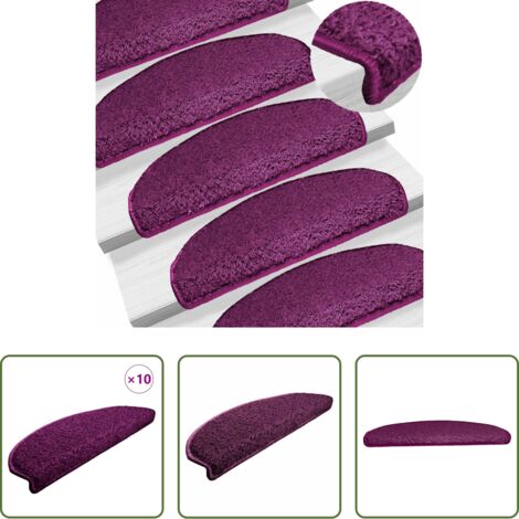 Alfombras de escalera -  Felpudos para escaleras 10 unidades 65x21x4 cm violeta semicircular grande