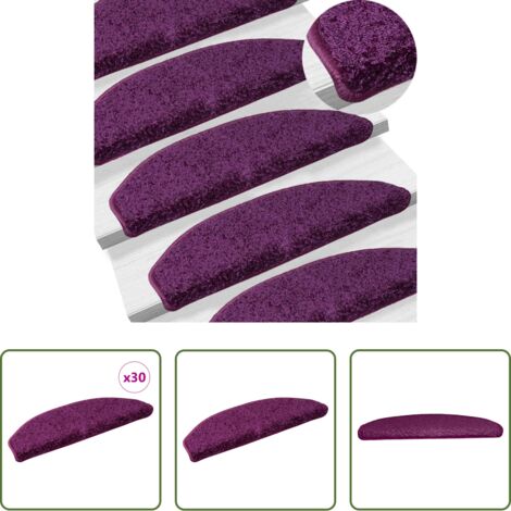 Alfombras de escaleras -  Felpudos para escaleras 30 unidades 65x21x4 cm violeta semicircular grande