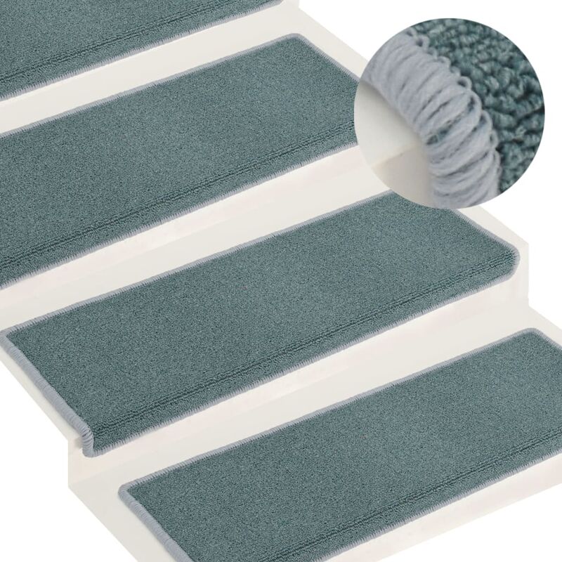 

Alfombras de peldaños de escalera 15 uds azul 65x25 cm