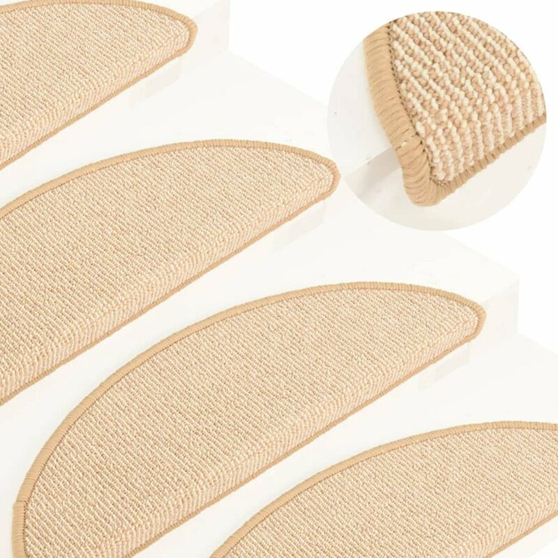 

Alfombras de peldanos de escalera 15 uds crema 65x21x4 cm