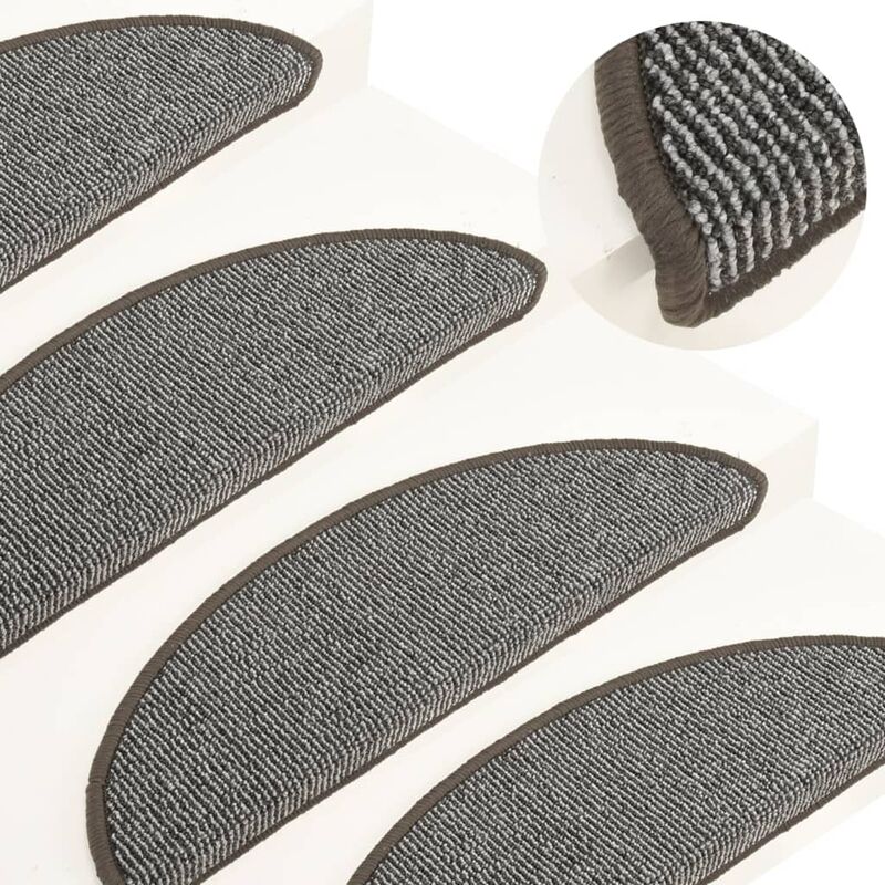 

Alfombras de peldaños de escalera 15 uds gris 56x17x3 cm