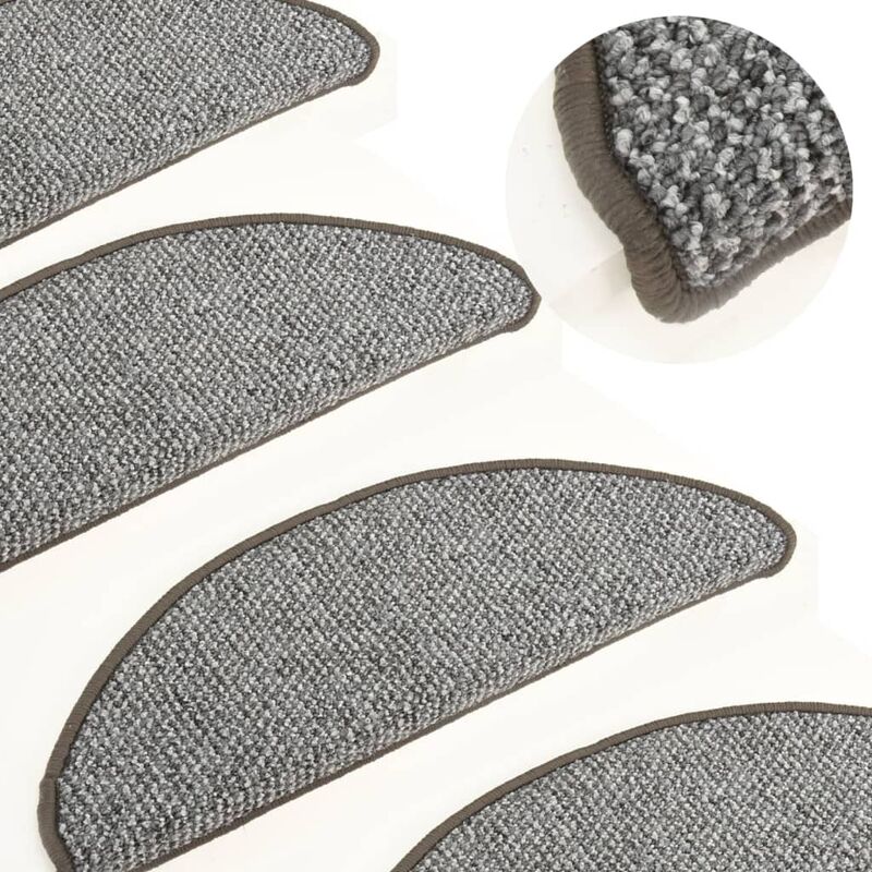 

Alfombras de peldaños de escalera 15 uds gris 56x20 cm