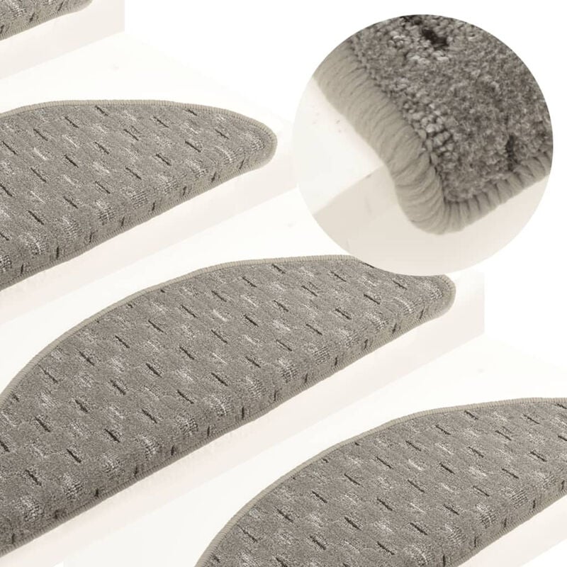 

Alfombras de peldanos de escalera 15 uds gris 65x25 cm