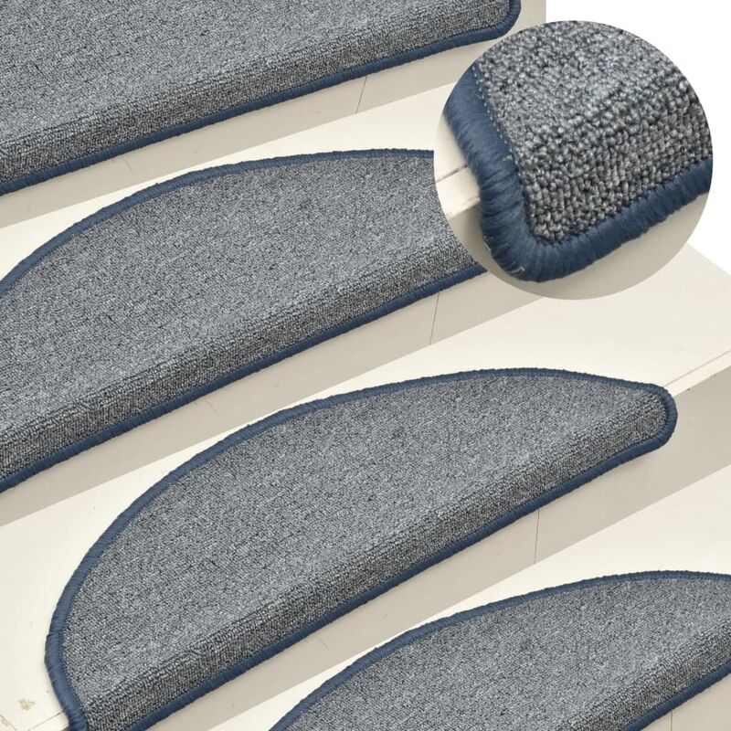 

Alfombras de peldaños de escalera 15 uds gris azul 56x17x3 cm