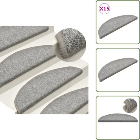 Alfombras de peldaños de escalera 15 uds gris claro 56x17x3 cm