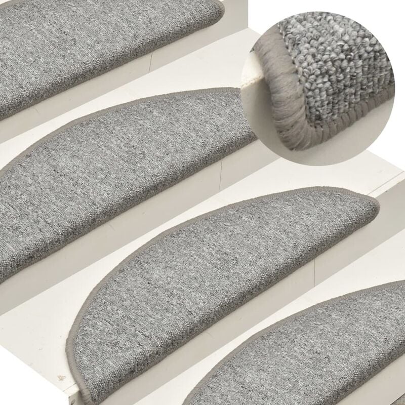 

Alfombras de peldaños de escalera 15 uds gris claro 65x24x4 cm