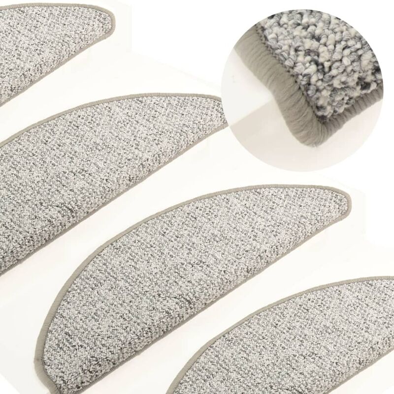 

Alfombras de peldaños de escalera 15 uds gris claro 65x25 cm