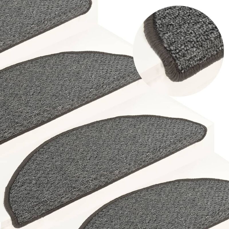 

Alfombras de peldaños de escalera 15 uds gris oscuro 65x25 cm