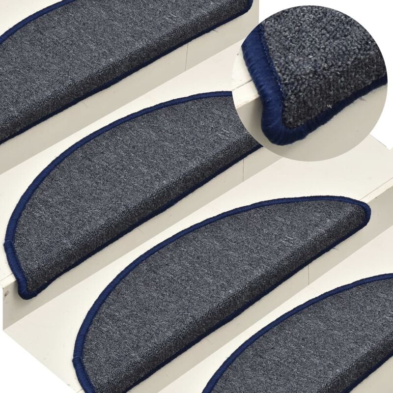 

Alfombras de peldaños de escalera 15 uds gris y azul 56x17x3 cm