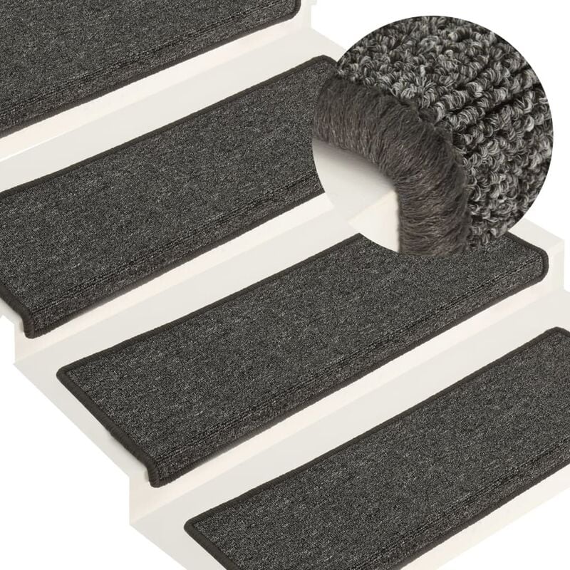 

Alfombras de peldaños de escalera 15 uds gris y negro 65x25 cm