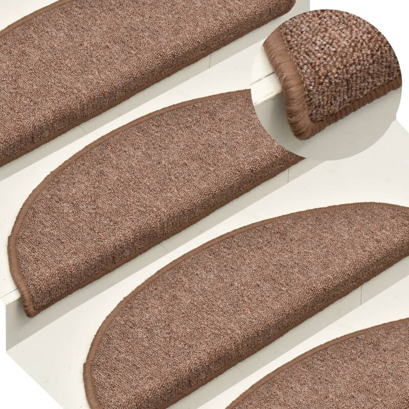 

Alfombras de peldanos de escalera 15 uds marron 56x17x3 cm