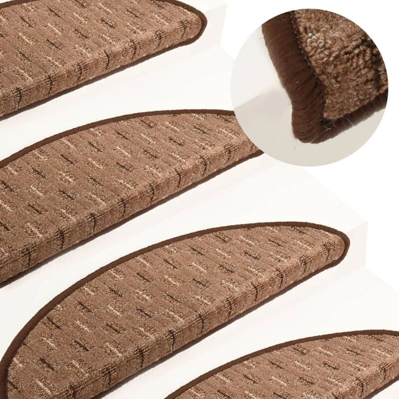 

Alfombras de peldaños de escalera 15 uds marrón 65x25 cm