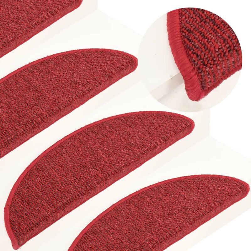 

Alfombras de peldaños de escalera 15 uds rojo 56x17x3 cm