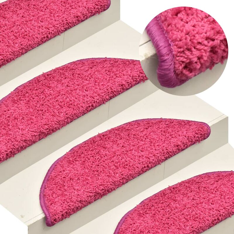 

Alfombras de peldaños de escalera 15 uds rosa 65x21x4 cm